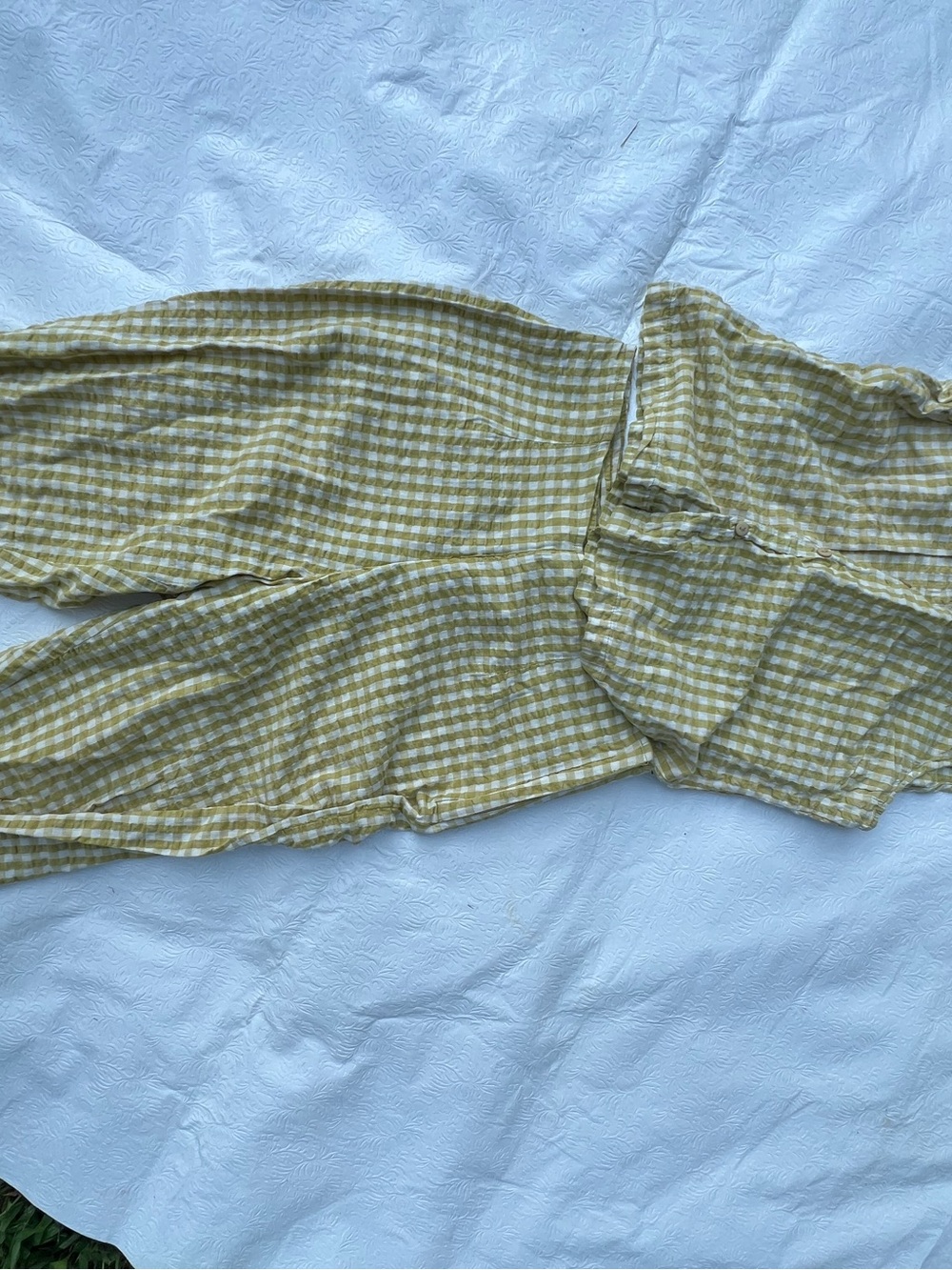 Yellow gingham April cornell set